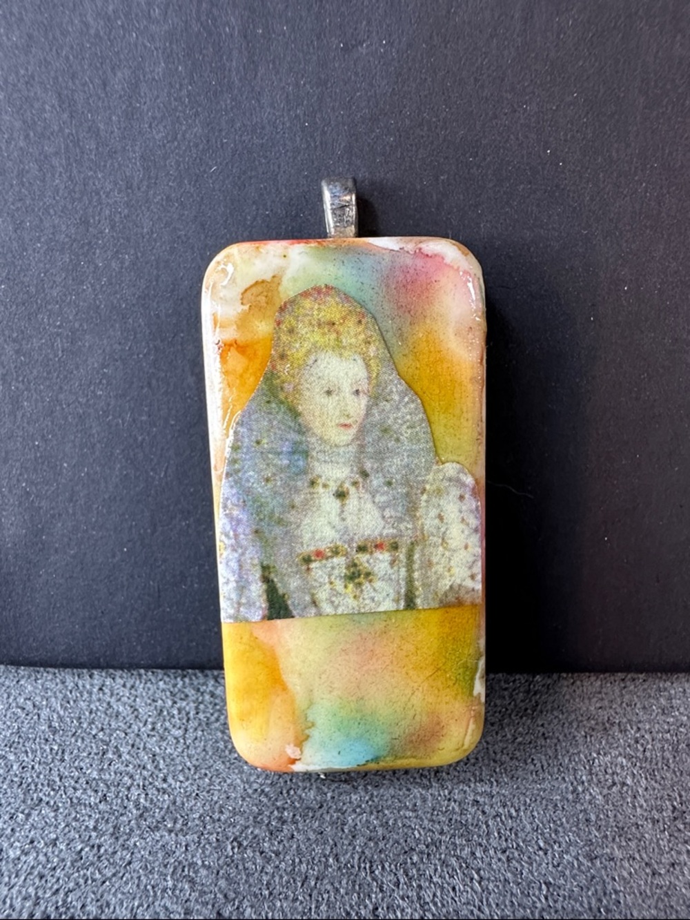 Handmade Multicolor Portrait Tile Pendant